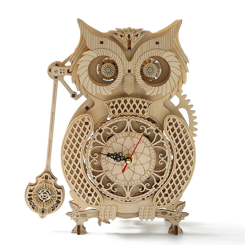 Hoot shine 3D three-dimensional owl pendulum clock wooden puzzle toy